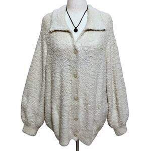 Susina NWT Teddy Faux Fur Button Cardigan Sweater Women 3X